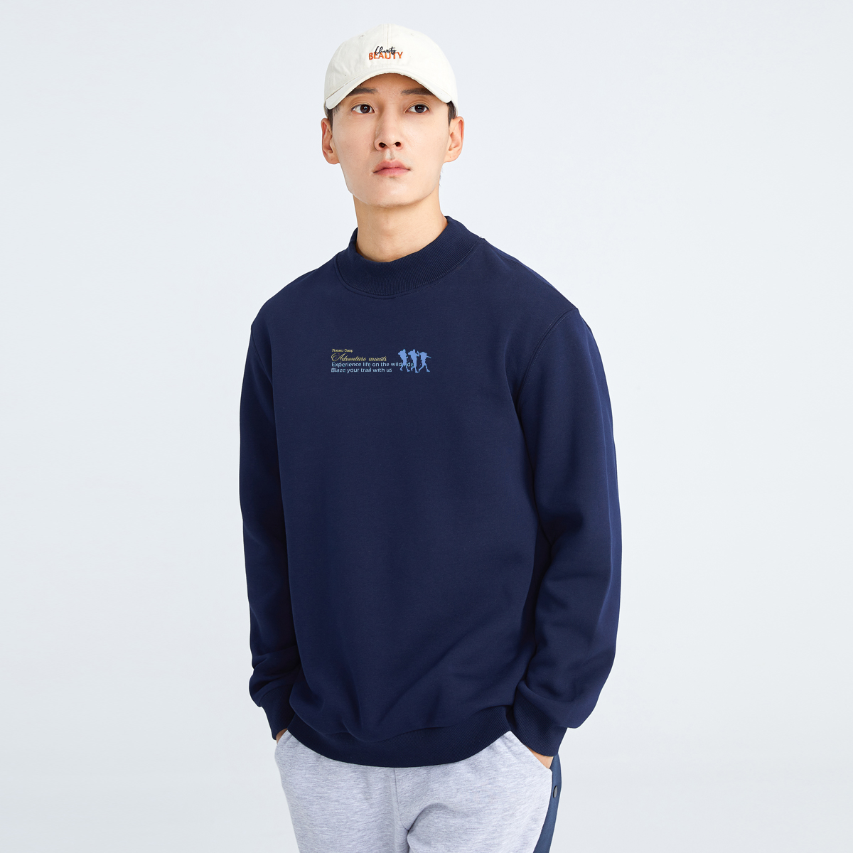 拓路者无帽圆领卫衣男秋季2025长袖T恤男款秋装加绒打底衫上衣