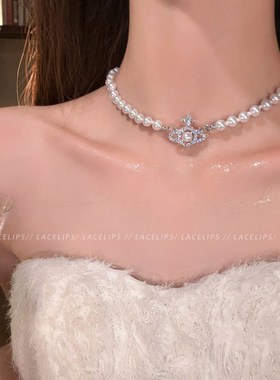 闪钻土星珍珠项链女2026新款