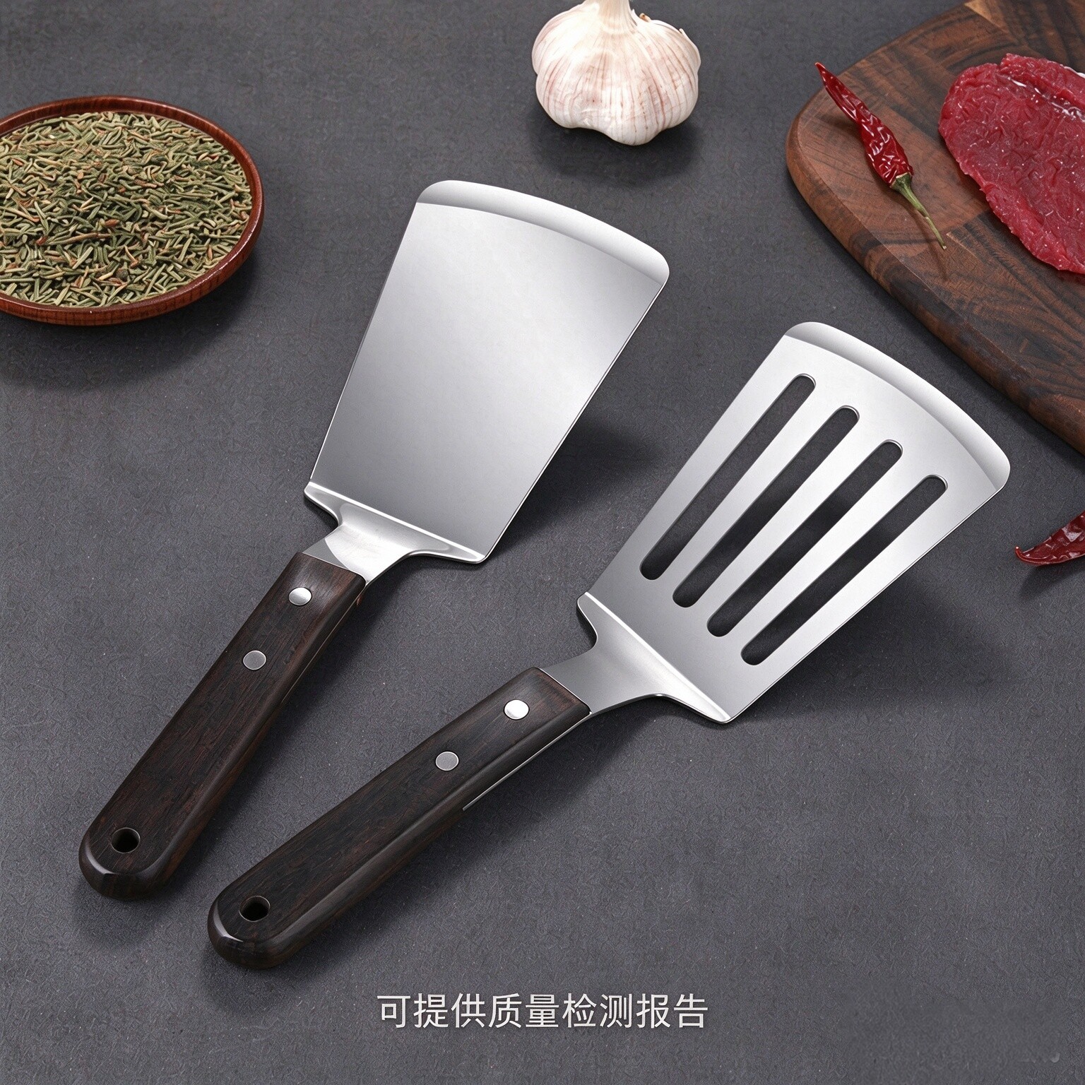 进口木柄不锈钢手抓饼铲子煎铲家用煎铲煎饼铲子铁板料理铲烙饼铲