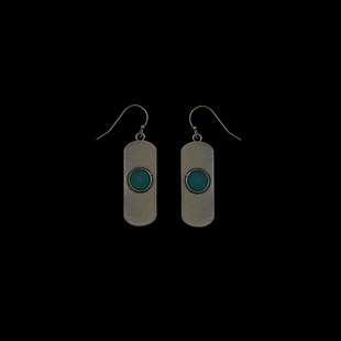 古着vintage复古Ancient silver green gemstone earrings耳饰