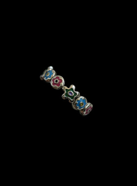 古着vintage复古Colorful flower ring, female opening戒指