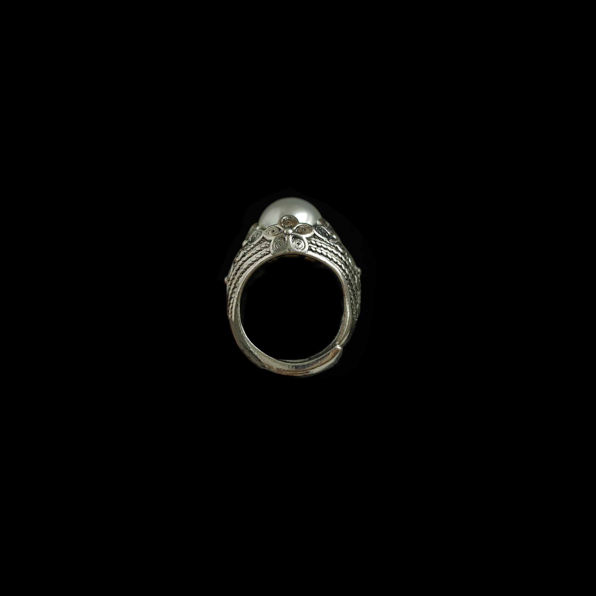 Vintage古着Garnet pearl ring复古珍珠戒指
