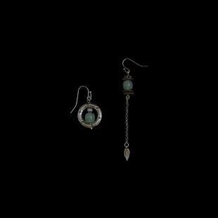 古着vintage复古Retro round emerald earrings耳饰