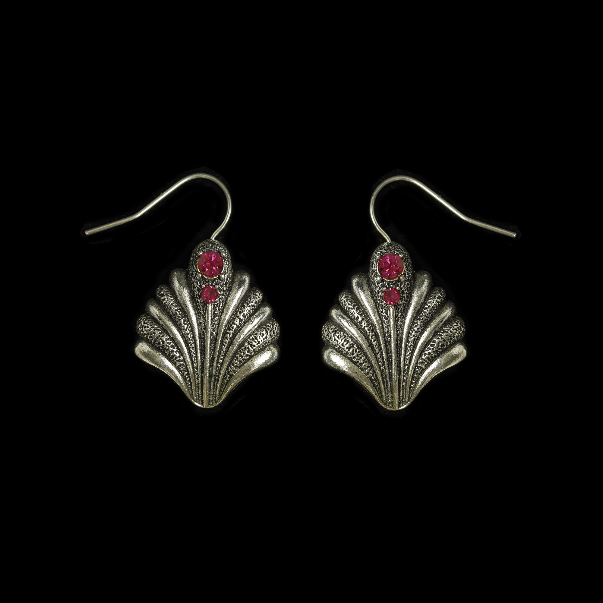 Vintage古着 Antique silver frosted shell earrings复古银耳环