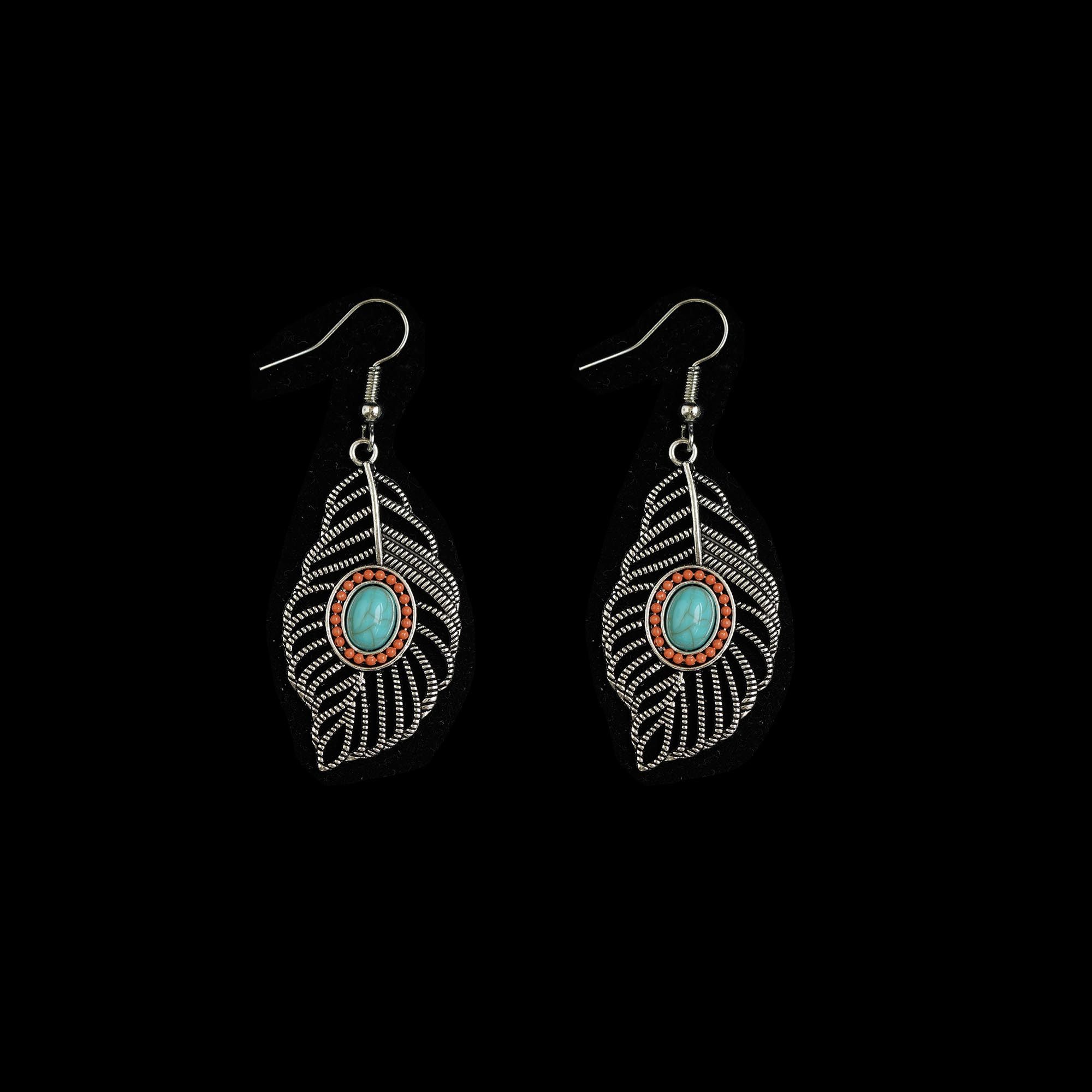 Vintage古着Turquoise feather复古耳环