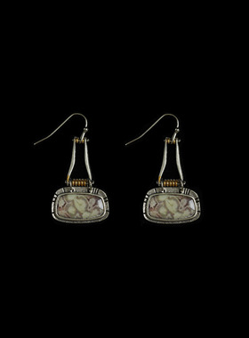 Vintage古着Antique Pictogram Stone Earrings复古耳环