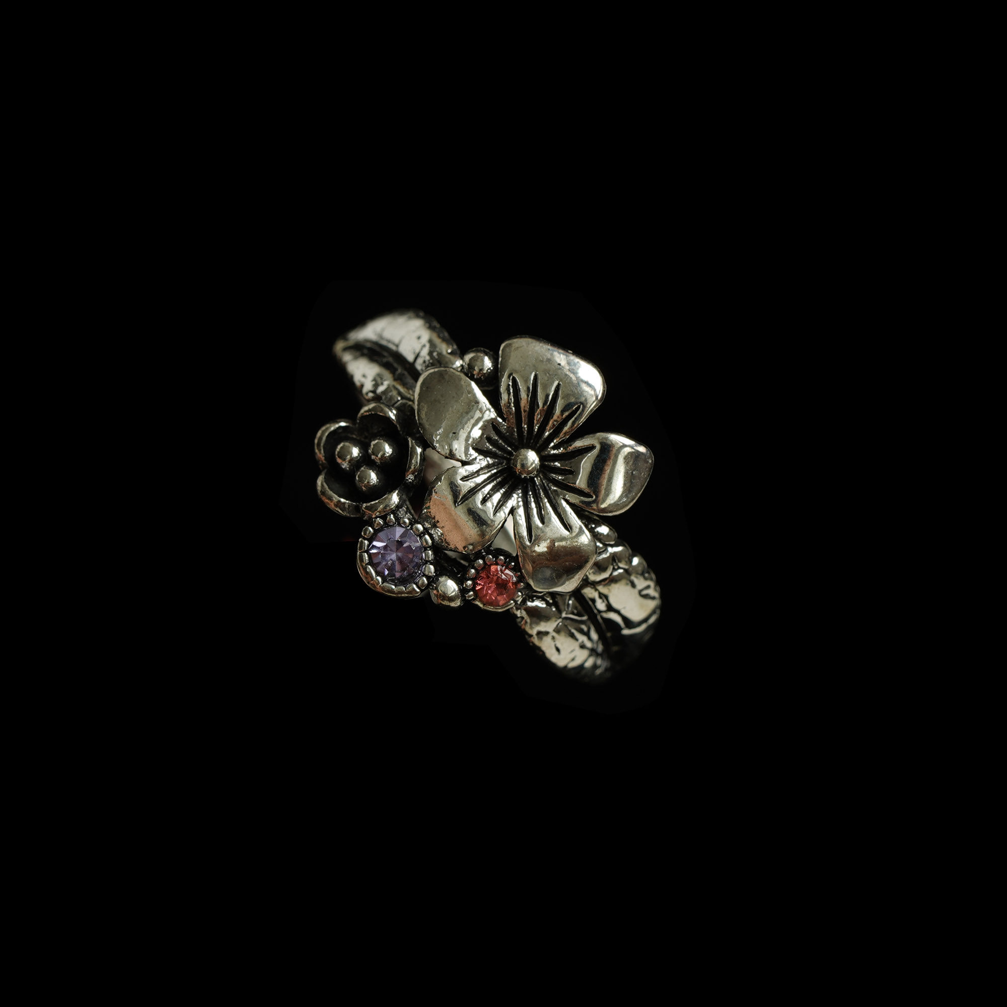 Vintage古着Ancient Silver flower ring复古银色花朵戒指