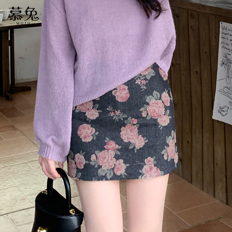 慕兔复古包臀碎花半身裙女2025新款秋季气质高级感高腰a字短裙子,女装/女士精品,半身裙,淘宝优惠券,粉丝福利购,淘宝优惠卷