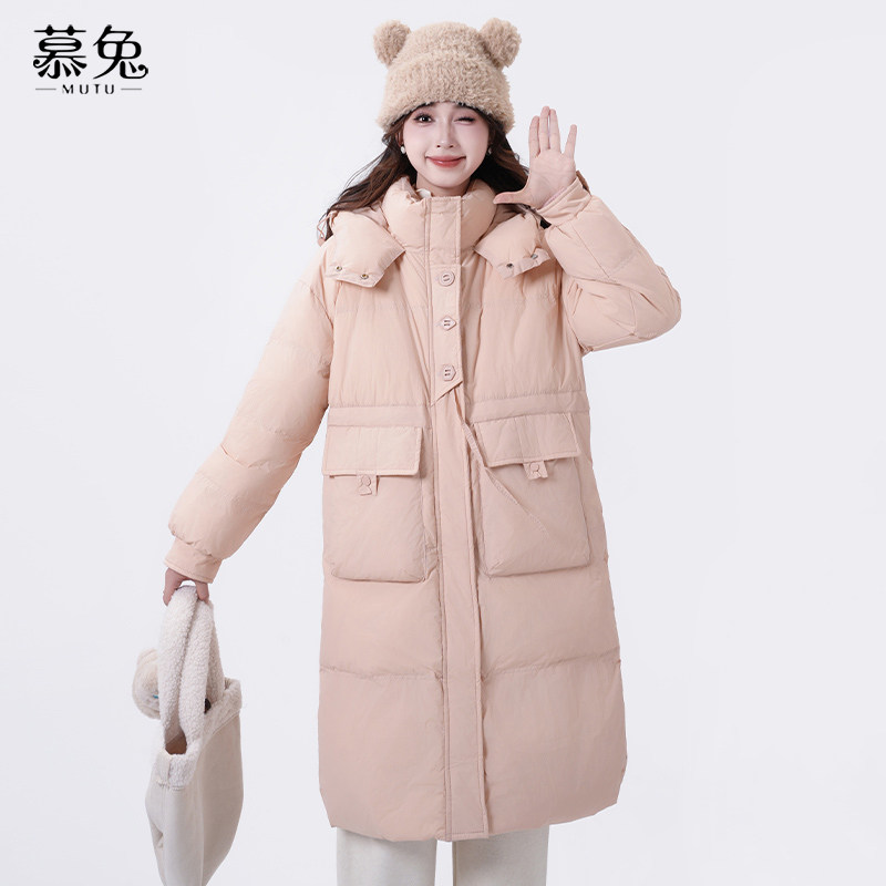 慕兔甜美粉色连帽羽绒服女2025新款冬季加厚保暖中长款面包服外套,女装/女士精品,羽绒服,淘宝优惠券,粉丝福利购,淘宝优惠卷