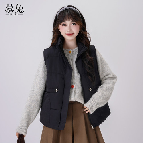 慕兔加厚保暖坎肩棉服马甲
