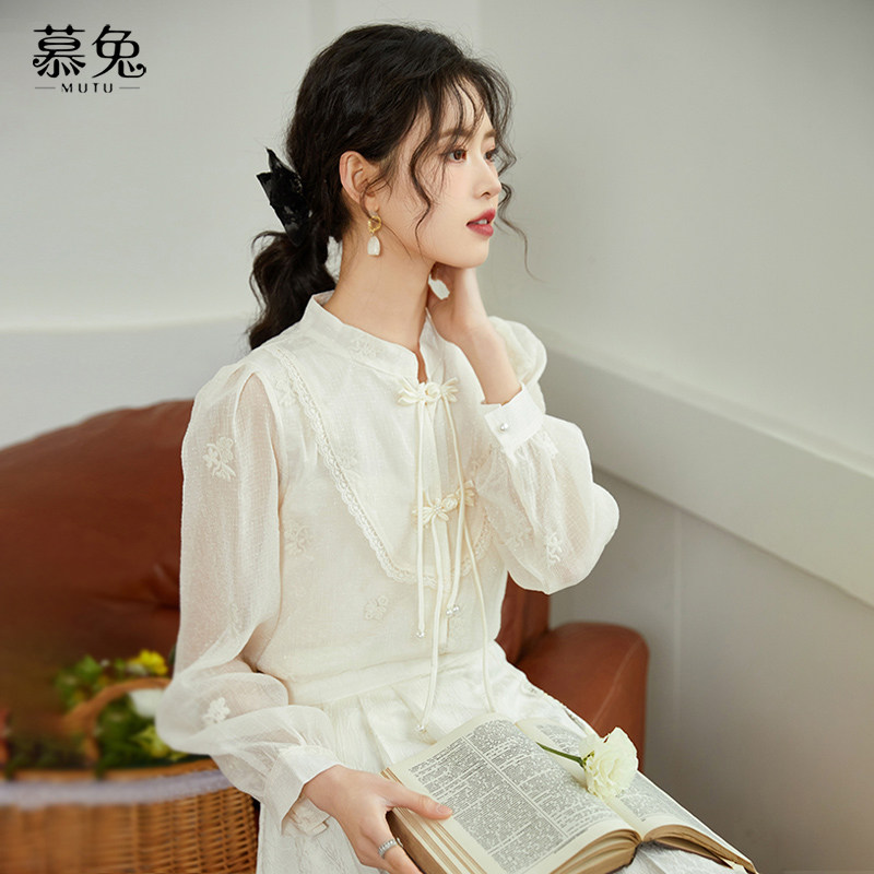 慕兔新中式国风立领盘扣衬衫女2026春季新款设计感小众绝美小上衣,女装/女士精品,衬衫,淘宝优惠券,粉丝福利购,淘宝优惠卷