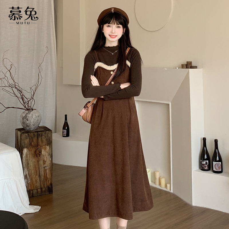 慕兔高级感打底衫连衣裙套装