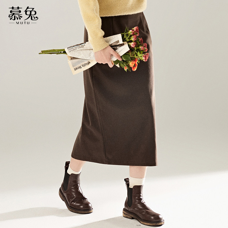 慕兔复古气质毛呢半身裙女2025冬季新款小个子高腰中长款a字裙子,女装/女士精品,半身裙,淘宝优惠券,粉丝福利购,淘宝优惠卷