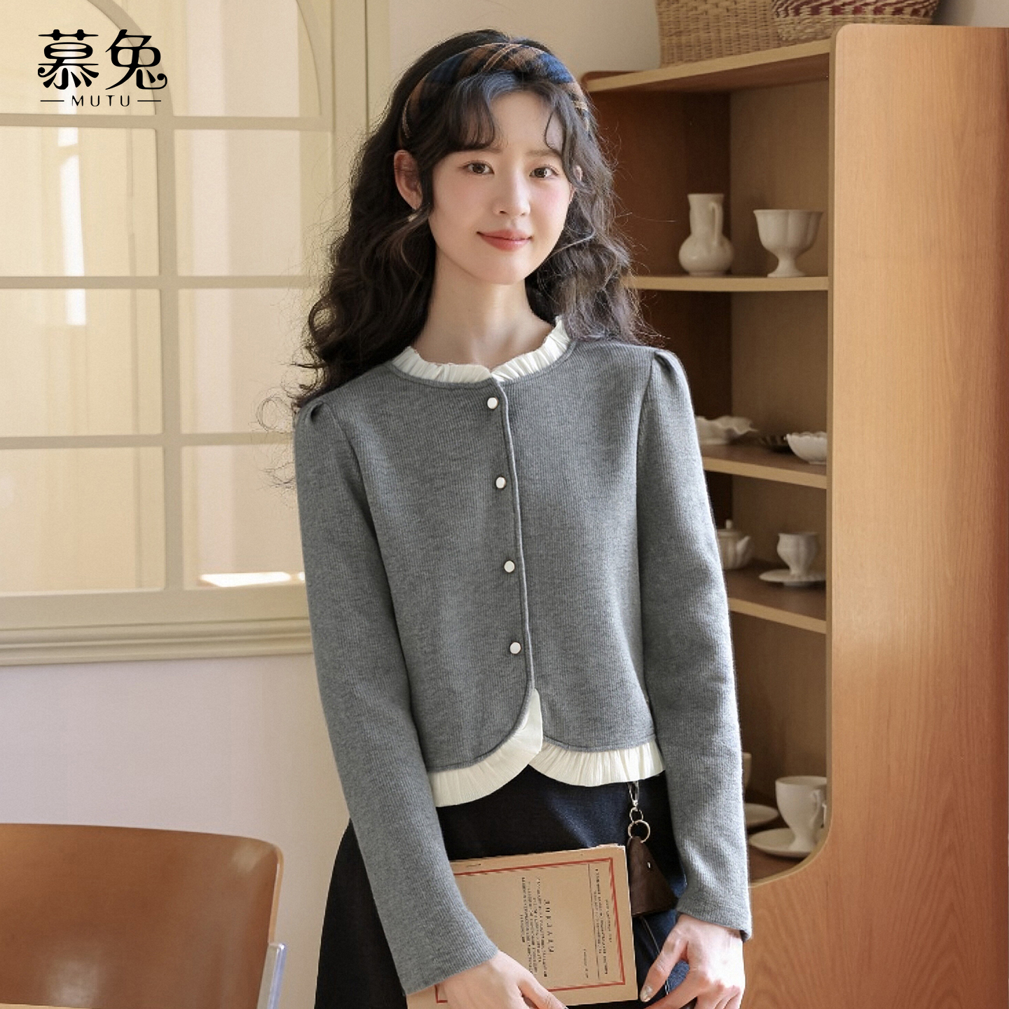 慕兔法式小香风针织开衫