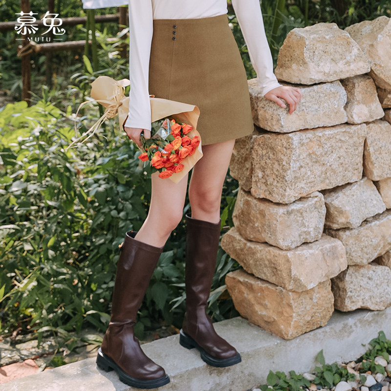 慕兔小个子毛呢半身裙少女2025秋冬新款高腰显瘦a字包臀裙jk短裙,女装/女士精品,半身裙,淘宝优惠券,粉丝福利购,淘宝优惠卷