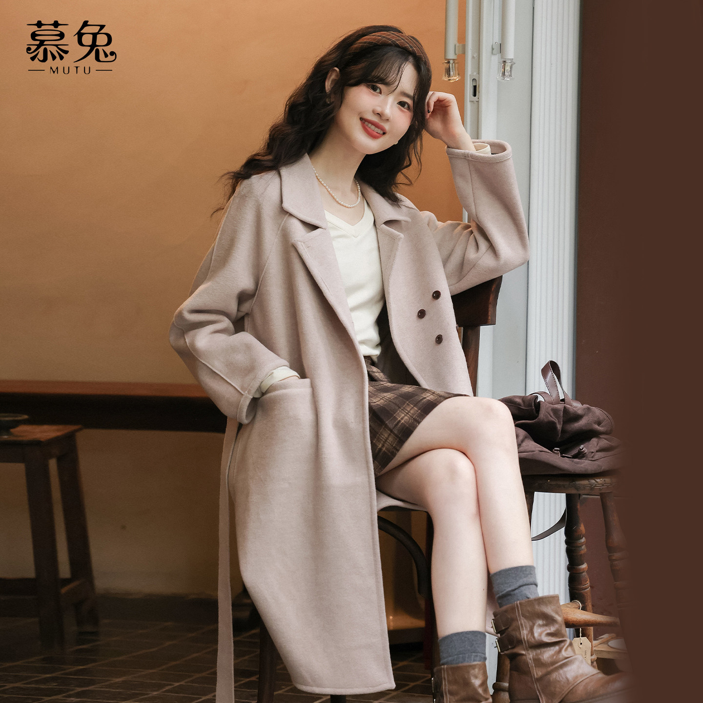 慕兔韩系气质中长款毛呢大衣女2025冬新款小个子收腰显瘦呢子外套,女装/女士精品,毛呢外套,淘宝优惠券,粉丝福利购,淘宝优惠卷