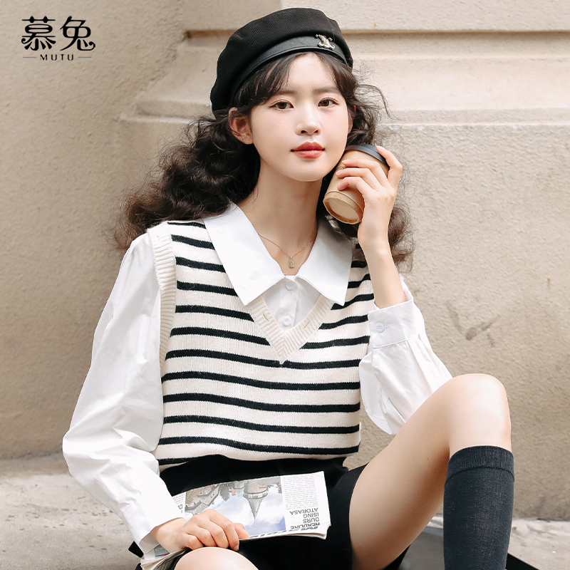 慕兔宽松百搭休闲长袖衬衫