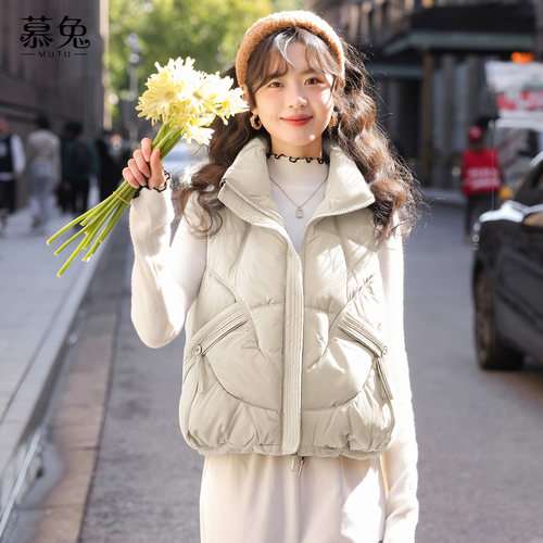 慕兔韩系立领棉服马甲