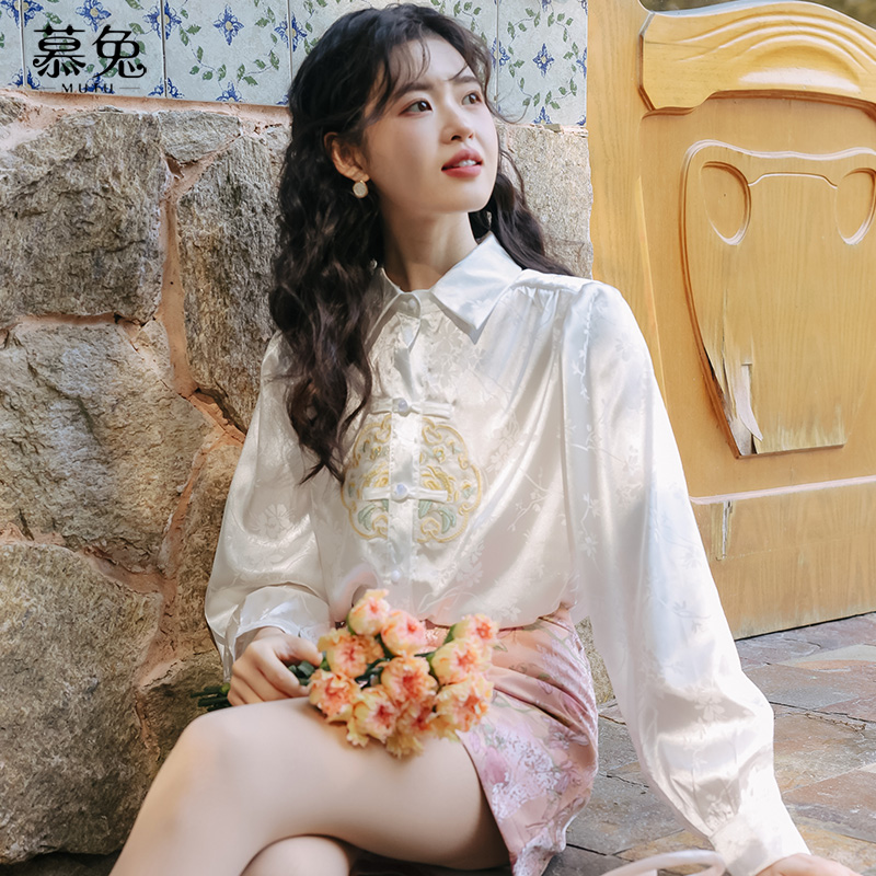 慕兔新中式国风盘扣衬衫