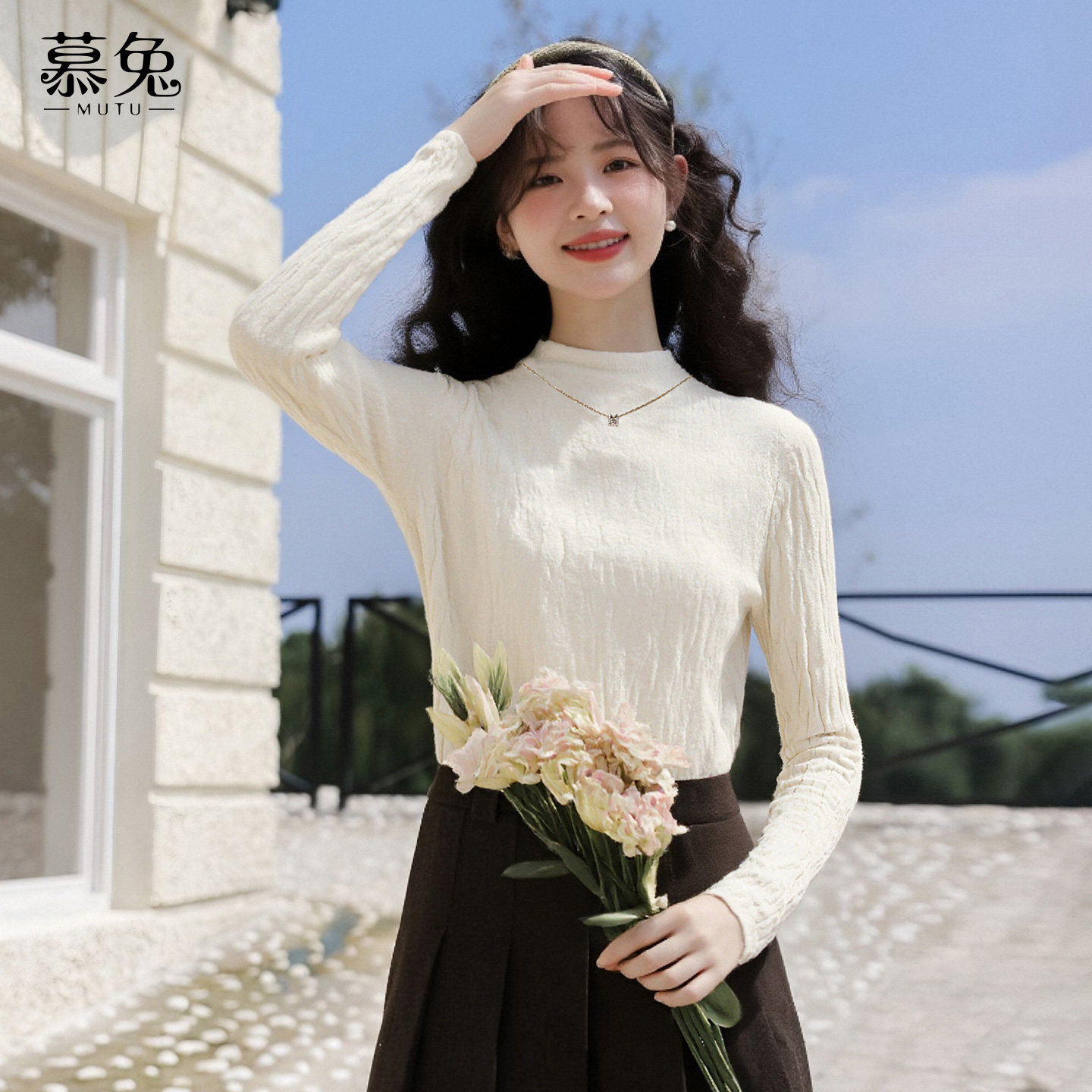 慕兔气质半高领长袖打底衫女2025冬季新款修身显瘦内搭针织衫上衣,女装/女士精品,毛针织衫,淘宝优惠券,粉丝福利购,淘宝优惠卷