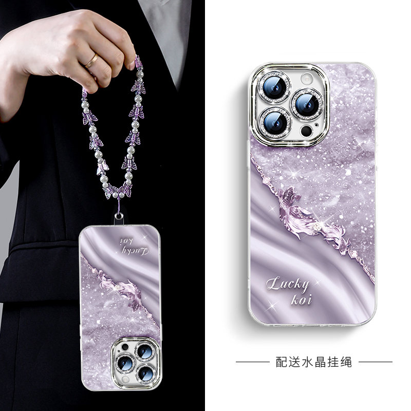 适用苹果13手机壳2024新款iphone15带挂绳手腕15pro高级感14镜头全包12防摔外壳11女plus超火15promax保护套