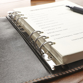 a5笔记本六孔活页本日记本子简约皮质办公会议记录6孔可拆卸高档皮面活页夹自用A5记事本道林纸替芯商务定制