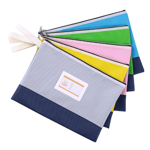 A4科目分类文件袋学生用作业补课补习拎书袋小学生语文数学英语收纳袋学科资料试卷多层帆布大容量拉链文件袋