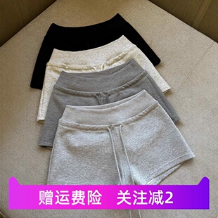 美式灰色运动休闲短裤女年夏季新款宽松低腰显瘦小个子直筒裤