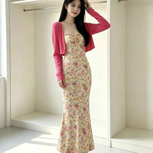 原版带胸垫无袖抹胸连衣裙女夏季