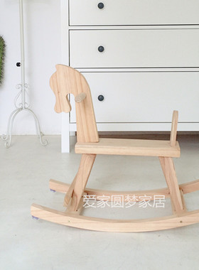 小纯实木摇摇马宝宝平衡训练椅车3益智周2岁两用可啃咬生日晏礼物