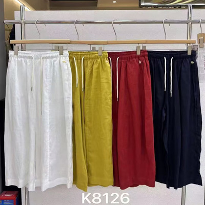 启点亚麻阔腿休闲裤2025年夏季