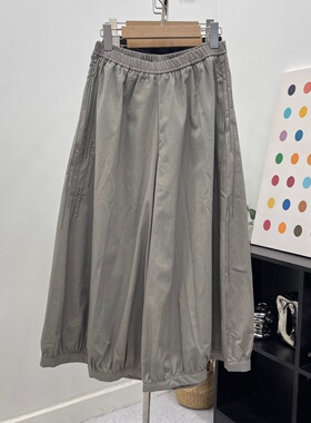 高腰松紧腰花苞裤女九分裤2026春夏宽松百搭显瘦休闲阔腿裤灯笼裤