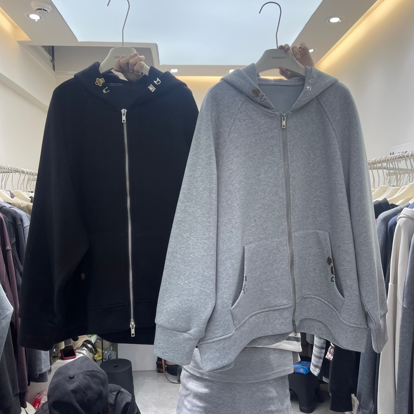 灰色宽松长袖卫衣外套女秋冬新款