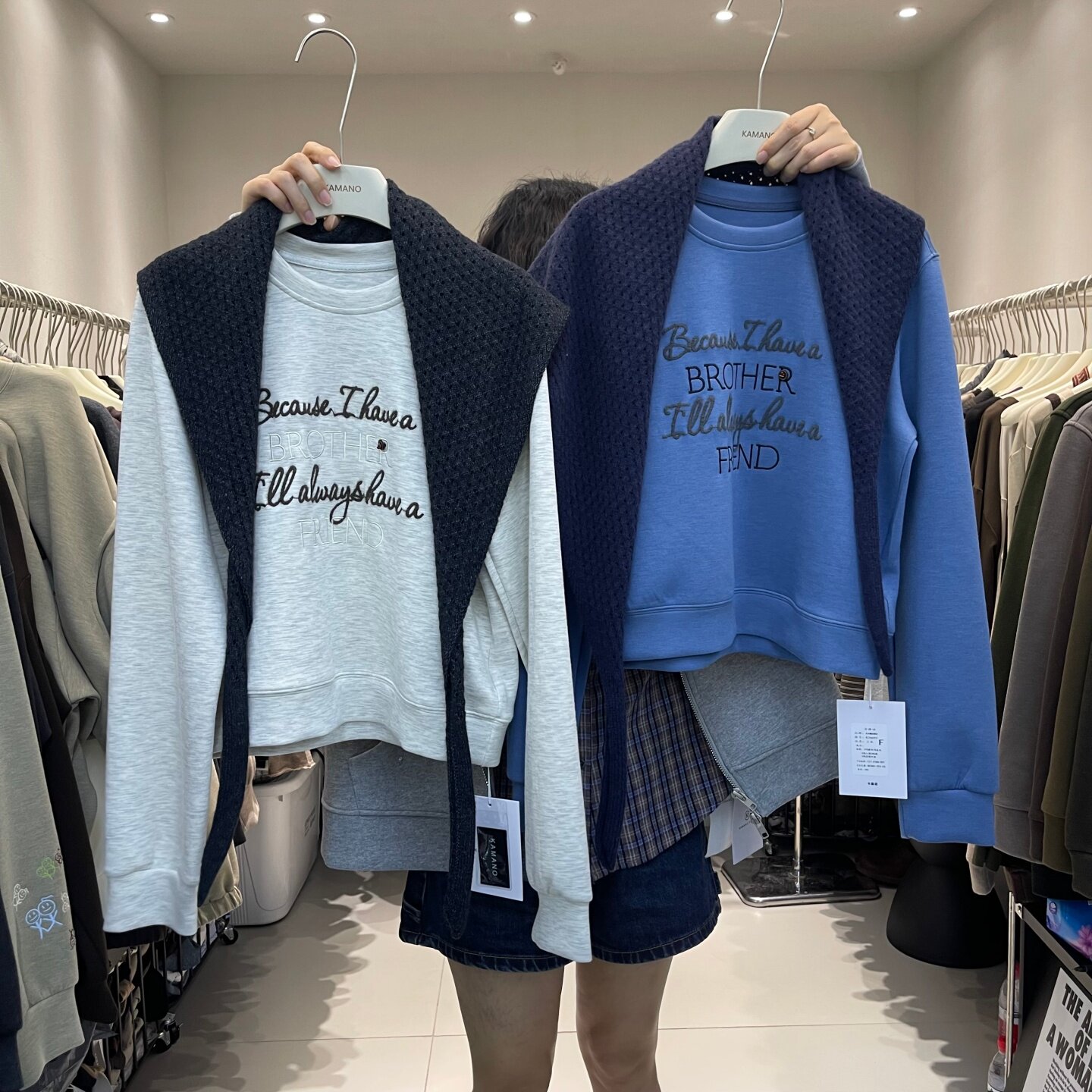 韩版字母刺绣宽松卫衣女小个子
