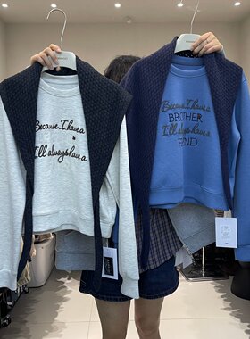 韩版字母刺绣宽松卫衣女小个子