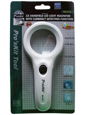 宝工MA-019手持放大镜灯3倍带灯LED灯老人阅读放大镜