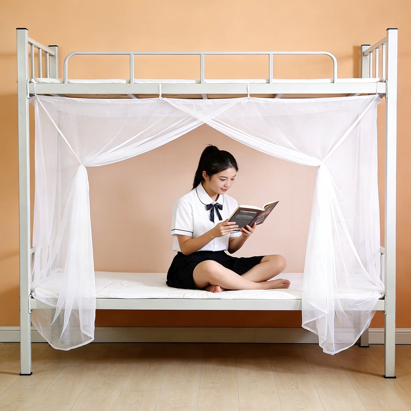 大学生宿舍住校专用蚊帐加密90&times;190单人床1.2米拉链款防尘顶蚊帐