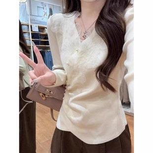 内搭高级感秋冬新款 绝美巨好看 蕾丝德绒打底衫 女装 上衣 保暖小衫