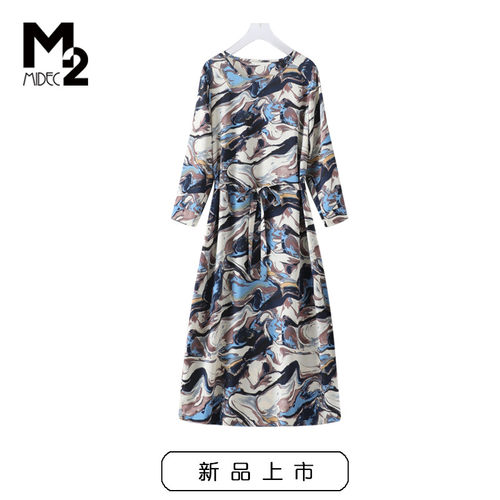 M2女装春秋季中袖连衣裙