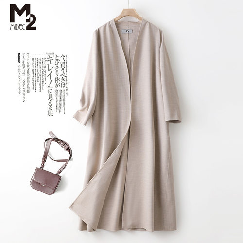M2女装春秋卡其色风衣外套
