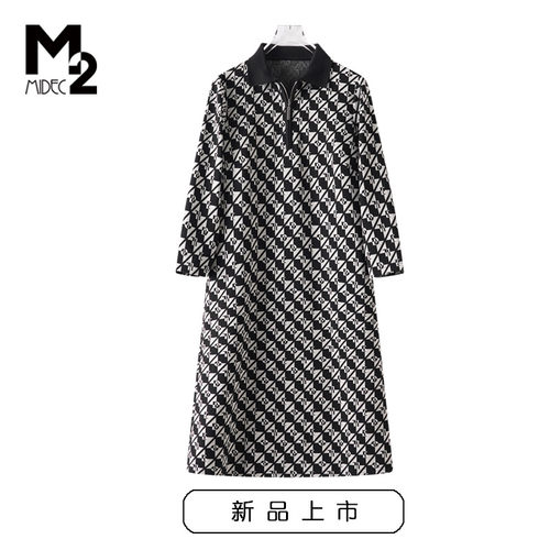 M2新款春夏七分袖连衣裙