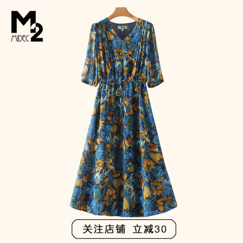 M2连衣裙短袖雪纺春夏