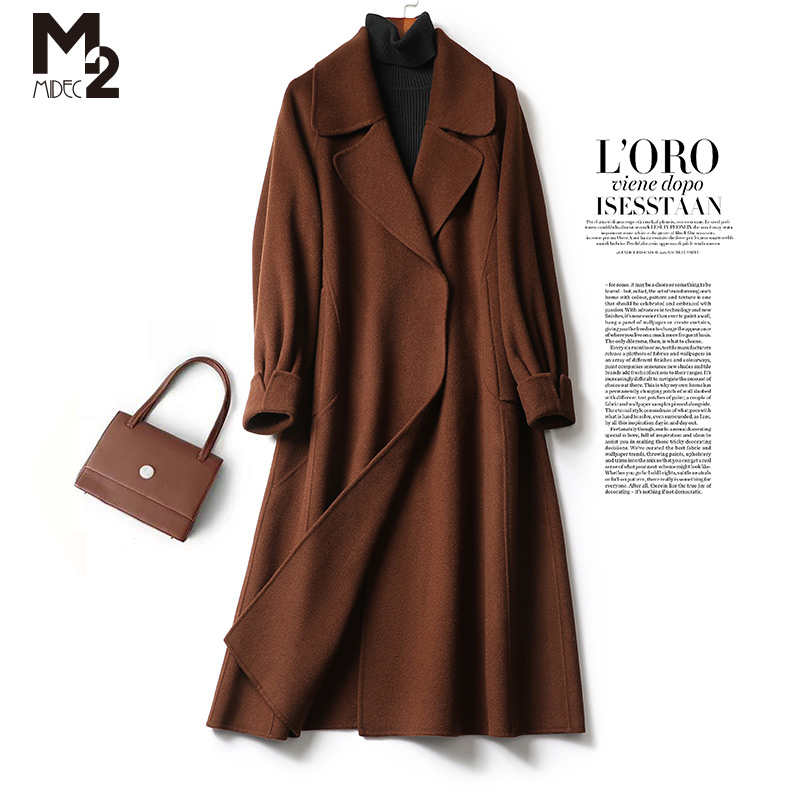 m2宽松娃娃领双面呢羊毛大衣