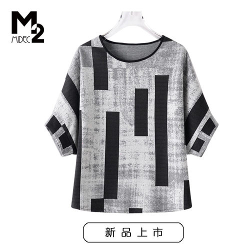 M2女装春秋大码T恤妈妈中袖小衫