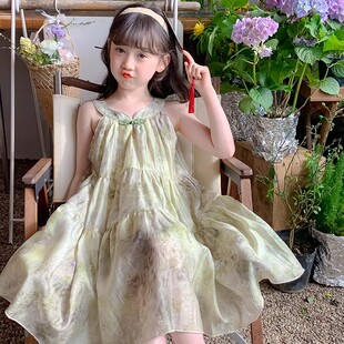 女童连衣裙夏装2025新款儿童新中式裙子夏季小女孩中国风无袖吊带