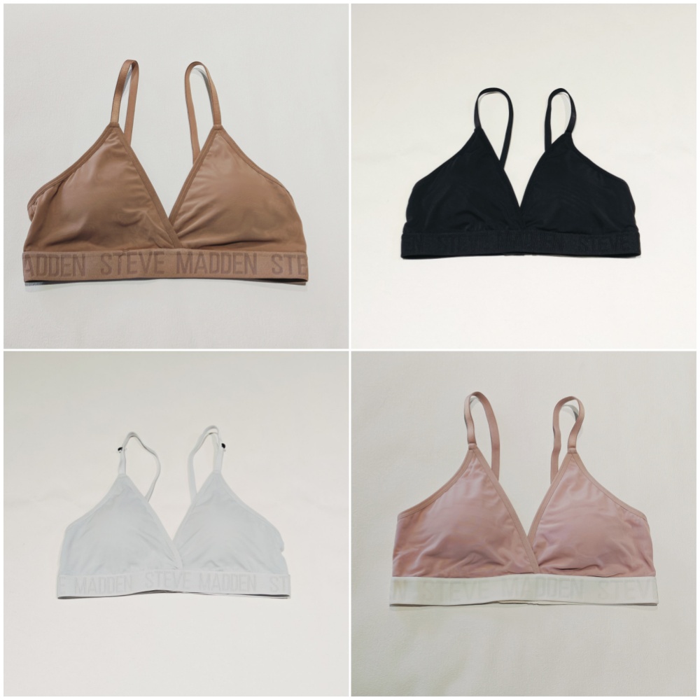 Steve Madden外贸出口文胸法式薄棉胸垫三角杯字母胸罩小胸内衣女