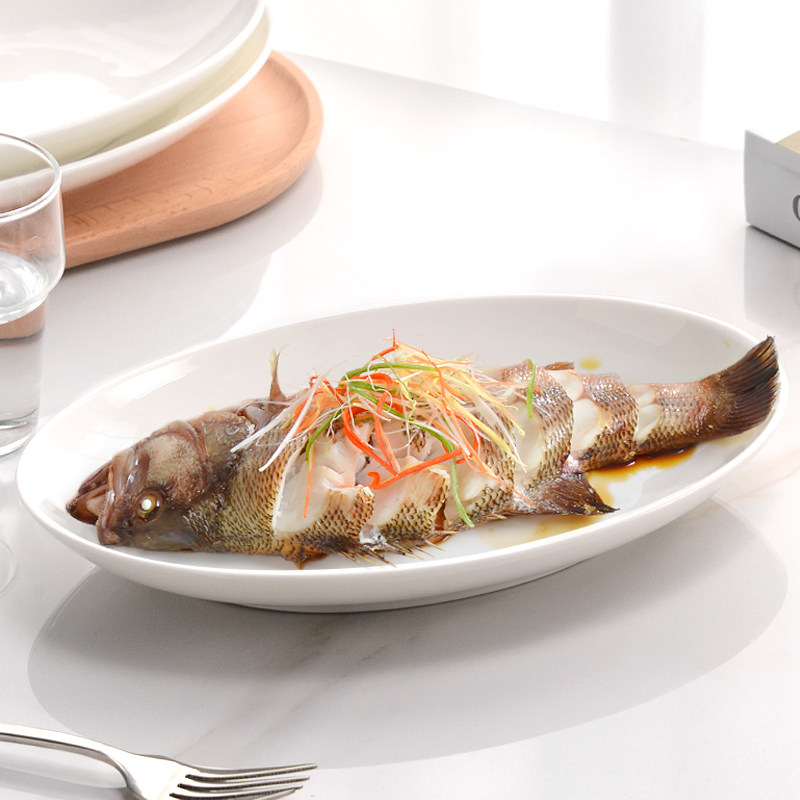 骨瓷纯白蒸鱼2025新款菜盘12英寸烤鱼加深长条椭圆鱼盘餐具碟子,餐饮具,盘,淘宝优惠券,粉丝福利购,淘宝优惠卷