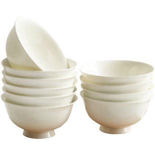 纯白骨瓷碗家用餐具套装 好看陶瓷米饭碗 单个吃饭碗白瓷碗过年用