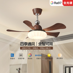 索燕新款风扇灯吊扇灯客厅灯卧室餐厅灯中古风奶油风简约静音护眼