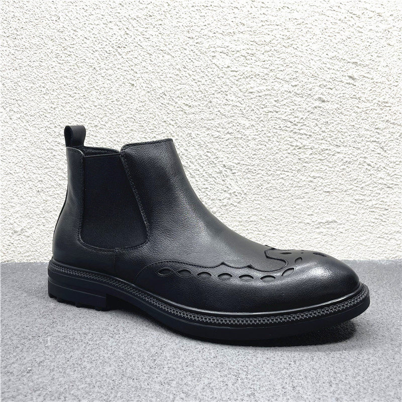 撤柜断码处理2025新款真皮男鞋外穿潮流软皮短筒英伦风切尔西短靴,流行男鞋,切尔西靴,淘宝优惠券,粉丝福利购,淘宝优惠卷